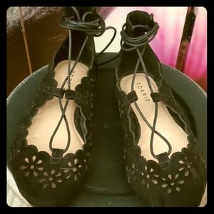 Brand New Torrid Black Tie up ankle flats